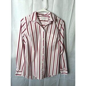 J. Crew Button Up Shirt Womens Peppermint Stripes Long Sleeve Cotton LRD1-1